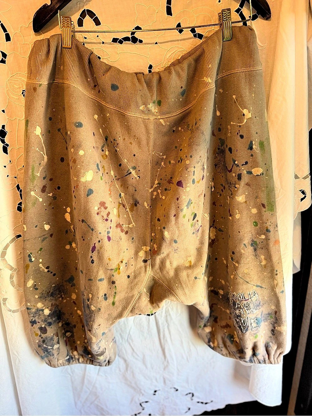 Magnolia Pearl PJB La Jolla Joggers Cotton Paint-Splatter Pants Brown - Picture 3 of 9